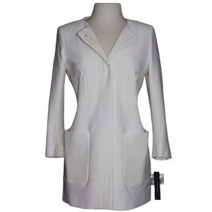Tahari Coat NWT Sz Small White Collarless Pockets